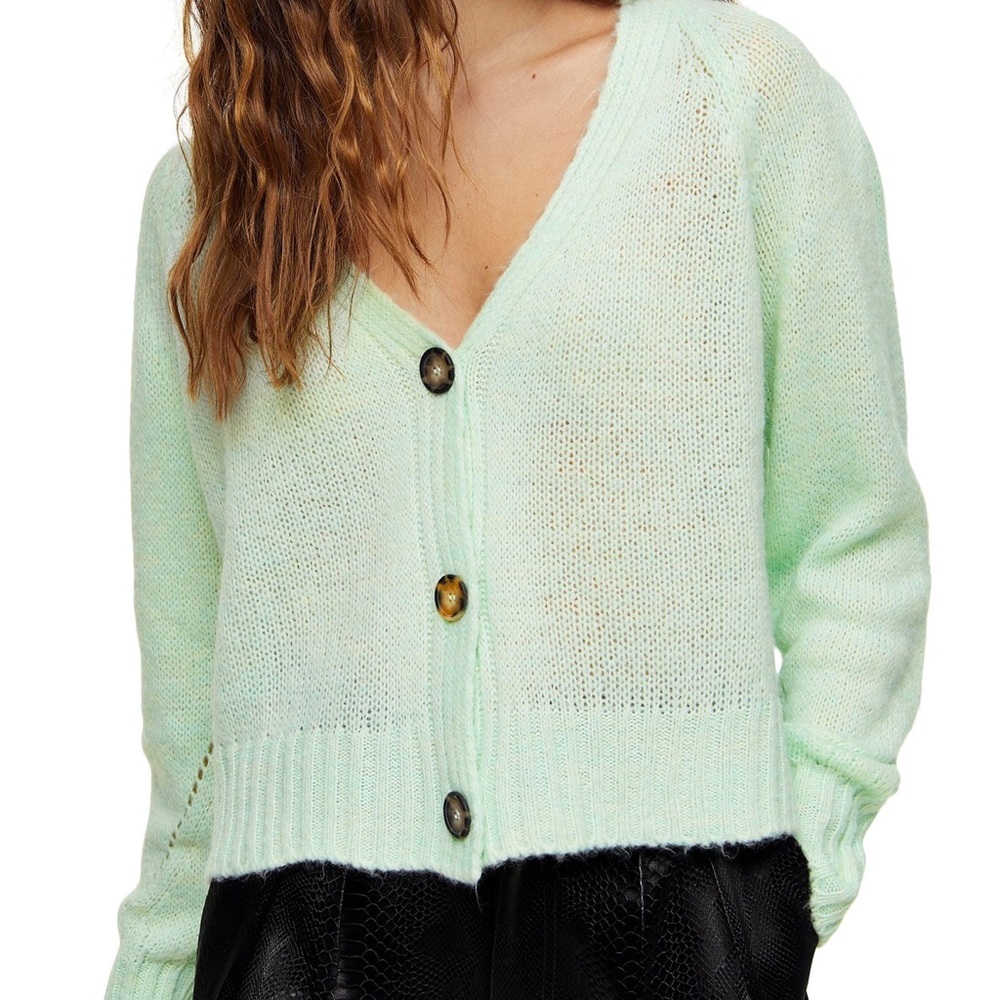 Topshop Mint Cropped Cardigan